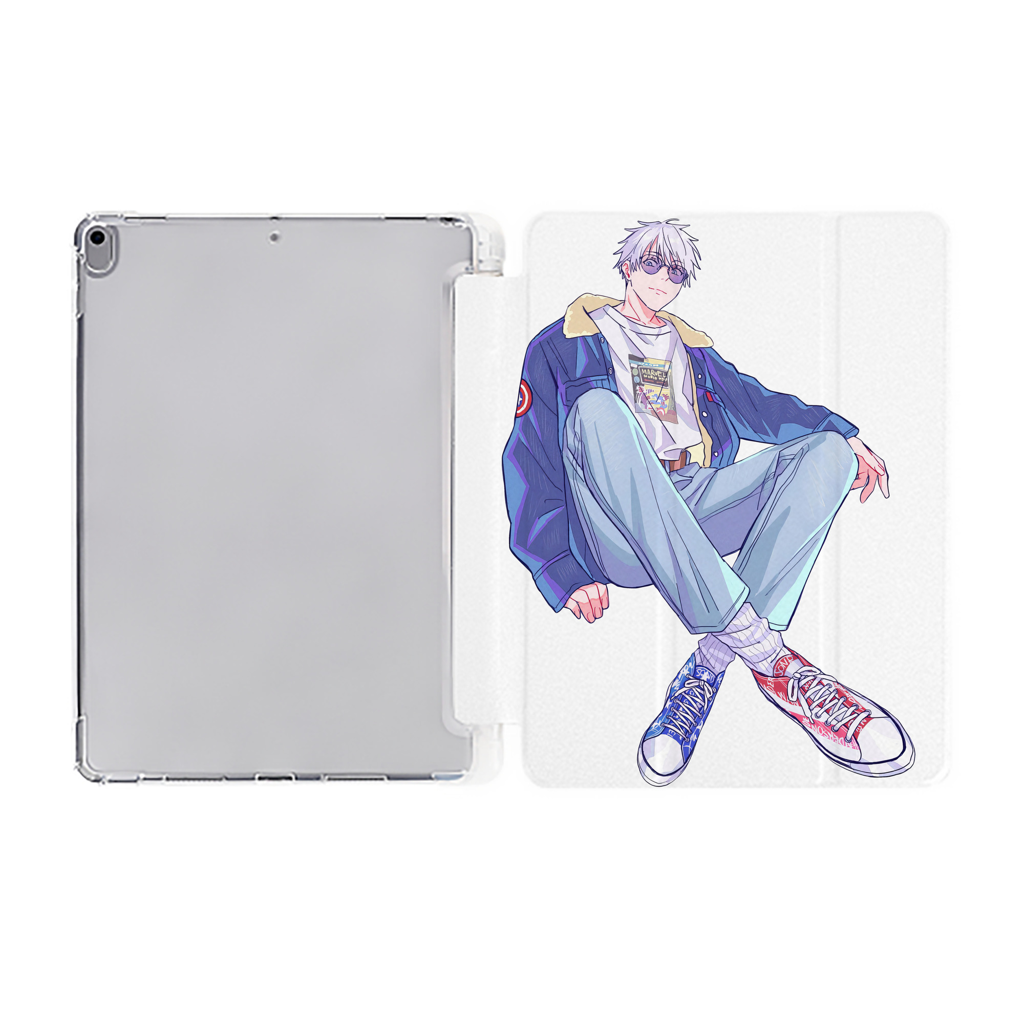 （画像用） 呪術廻戦 Jujutsu Kaisen IPad ケース ペン収納付き 三つ折りスタンド PUレザー×シリコン 対応機種9.5/10.5/10.9インチ